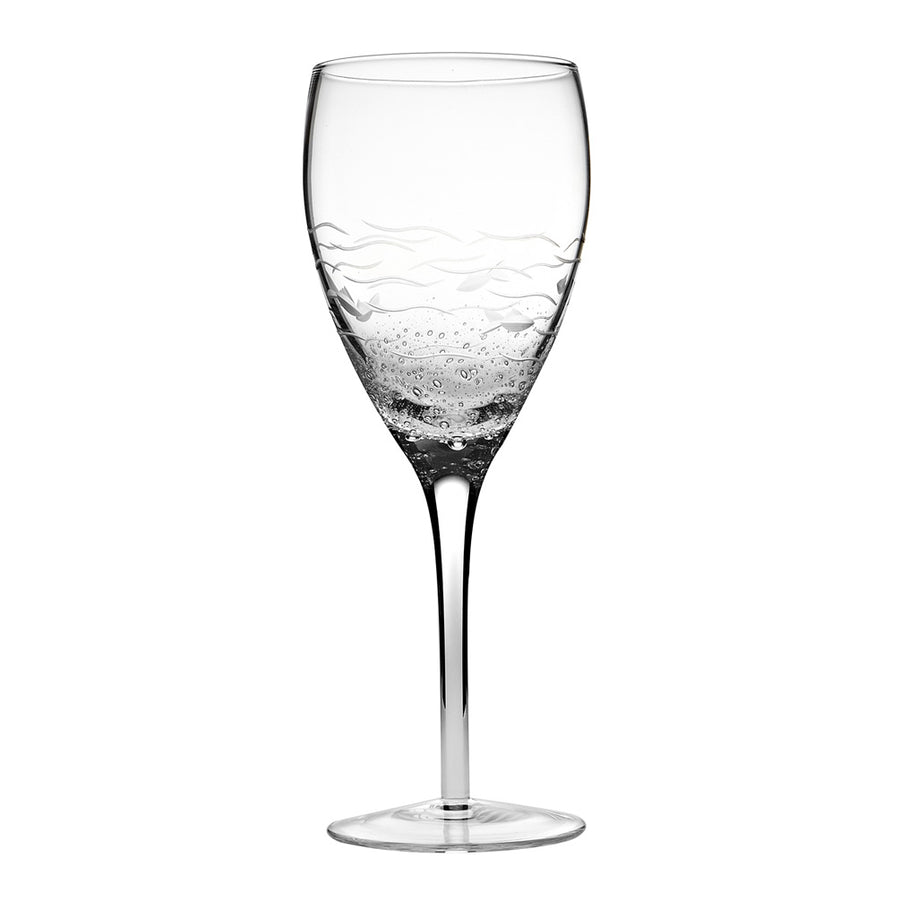 FISH/BUBBLES WINE GLASS